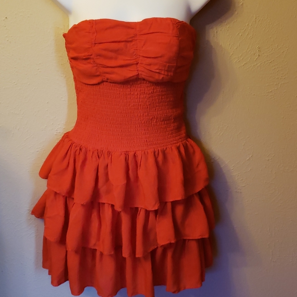 Coral strapless sundress